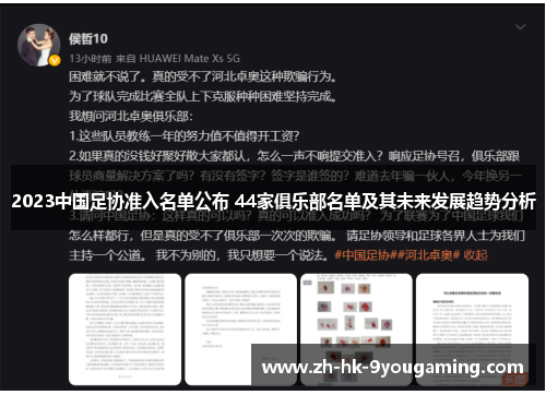2023中国足协准入名单公布 44家俱乐部名单及其未来发展趋势分析