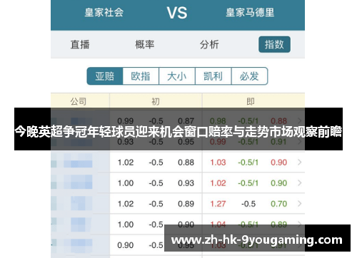 今晚英超争冠年轻球员迎来机会窗口赔率与走势市场观察前瞻