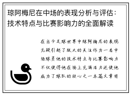 琼阿梅尼在中场的表现分析与评估：技术特点与比赛影响力的全面解读